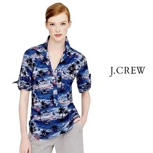 J. Crew island palm tree sunset button down Shirt